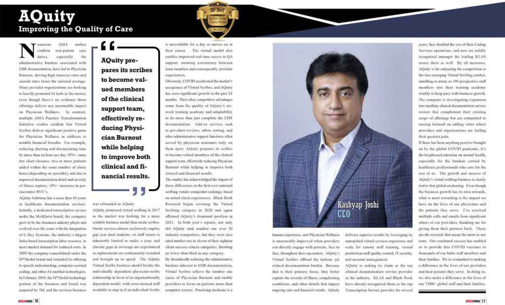 AQuity CEO Kashyap Joshi featuring in MyTechMag magazine